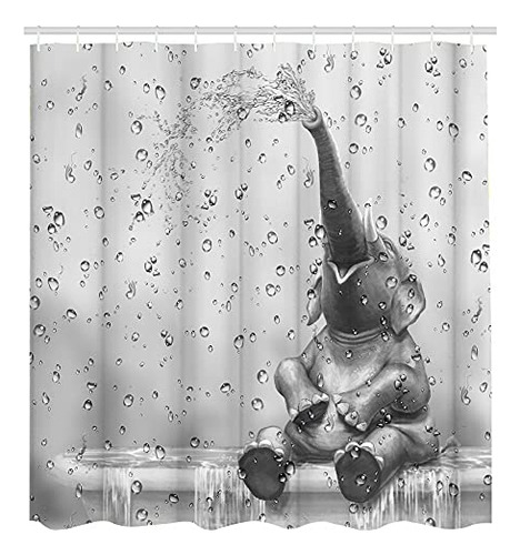 African Elephant Shower Curtain Funny Elephant Taking S...