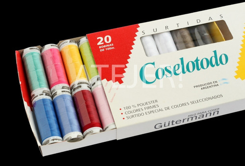 Imagen 3 de 5 de Cofre Hilo Coselotodo 100 % Poliester Caja 20 Bobinas Surt.