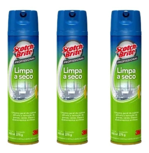 Kit 03 Limpa A Seco Spray 400ml Limpeza Geral - 3m