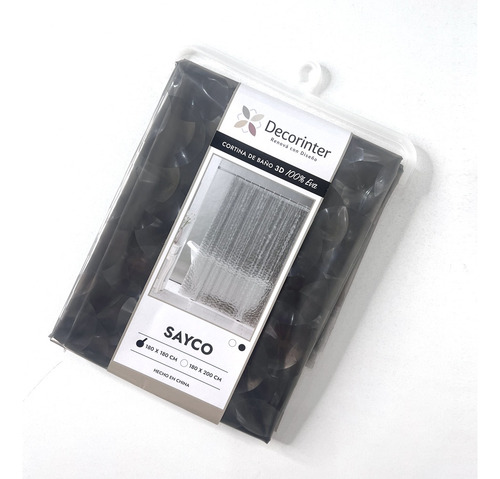 Cortina De Baño Óptica Eva 3d 180x200 Tridimensionales Negra Color Negro Sayco