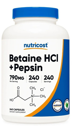 Original Nutricost Betaine Hcl + Pepsina 790 Mg, 240 Cap