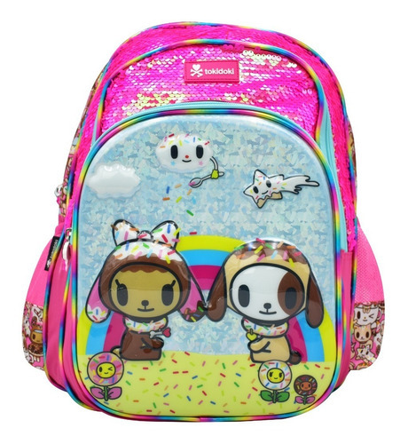 Mochila Perritos 3d Lentejuela Rosa Primaria Tokidoki Diseño de la tela 3D, Lentejuela