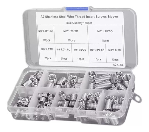 110 Piezas De Insertos De Rosca Métrica De Acero Inoxidable