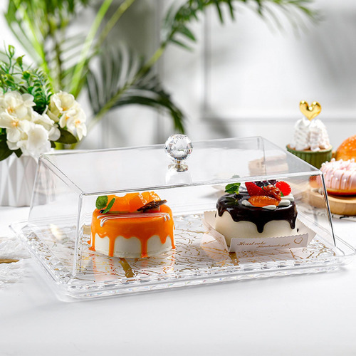 Bandeja Para Tartas Con Forma De Cúpula Oro Rectangular S