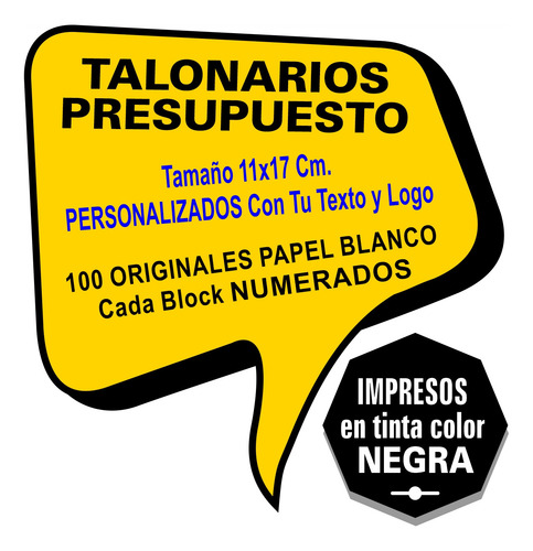 Talonarios Nota De Pedido Internas + Tu Texto 20 Block 11x17