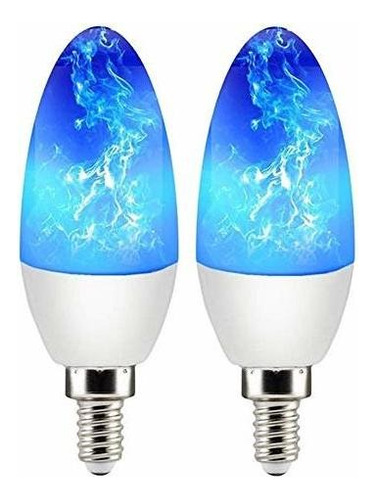 Foco De Halógeno - 2 Pack E12 Flame Bulb Led Blue Fire Bulb