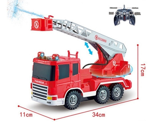 Imagen 1 de 4 de Camion De Bombero R/c 6 Canales, Luces Sonidos Y Lanza Agua