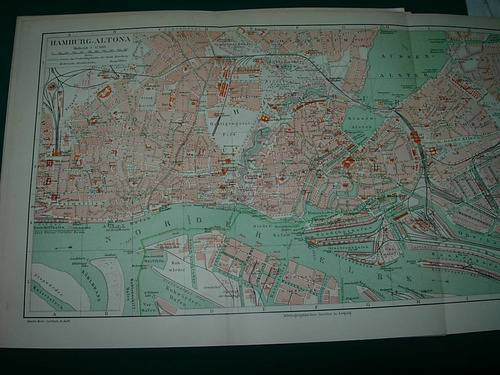 Litografia Antigua Grabado Alemania Año 1890 Mapa Altona Ham