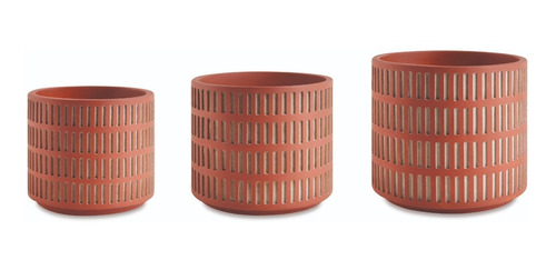 Imagem 1 de 2 de Kit Cachepot Em Cimento Terracota Tamanho P M G 10838 Mart