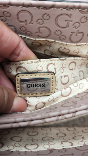 Bolsa Gues Se915622 Nueva 100 % Original Con Etiqueta Marrón Claro Estampado Níquel Marrón Claro