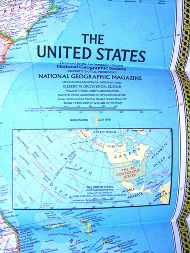 Estados Unidos Bicentenario Mapa National Geographic 1976