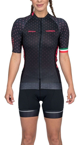 Camisa Woom Feminina Supreme Rosa E Preta Ciclismo 20