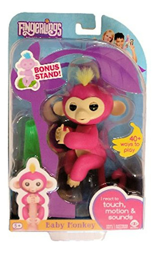 Fingerlings Baby Monkey - Bella - Pink (incluye Stand Bonus)