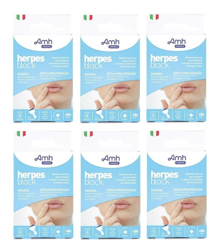 Kit Com 6 Herpes Block ® Adesivos Herpes Labial Original