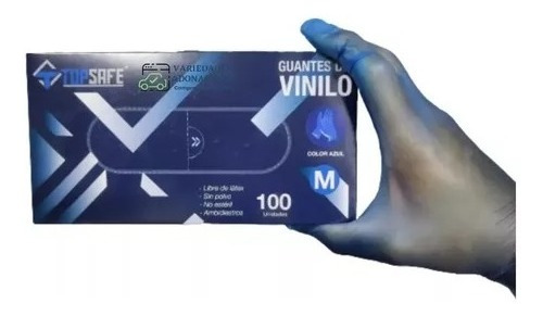 Guante De Vinilo Azul Caja De 100 Uni.