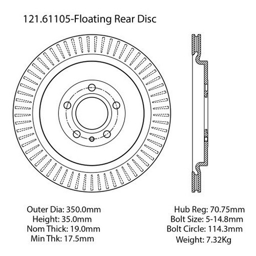 Disco Frenos  Trasera Para Ford Mustang Gt V8 2013