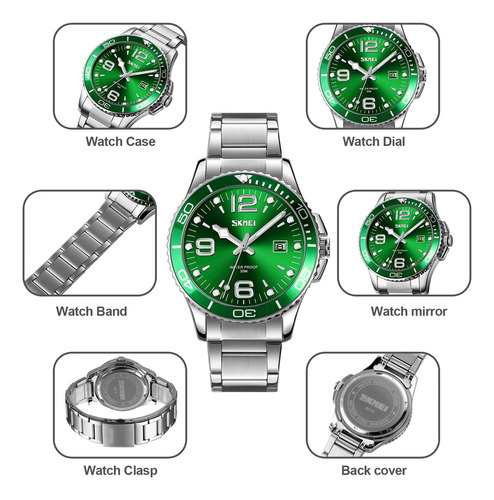 Reloj Skmei 9278 Caja 43mm - Impacto Online Malla Plateado Fondo Bk