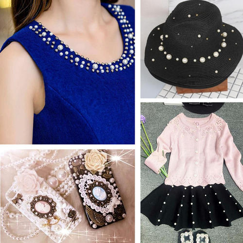 3 Cuentas De Perlas De Imitación Sin Agujeros, Gris