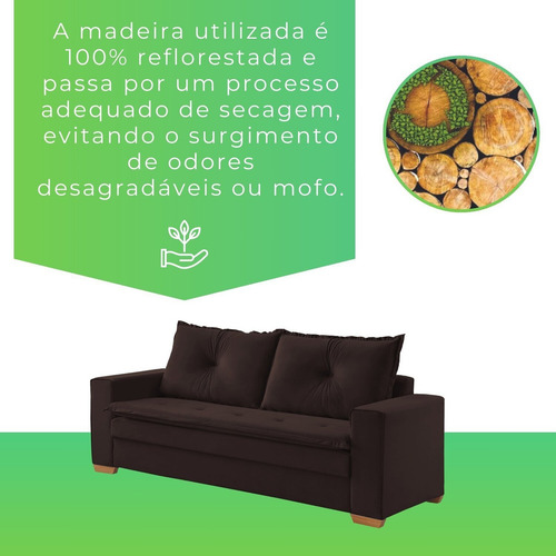 Sofá Moderno 3 Lugares Florianópolis Marrom Cg