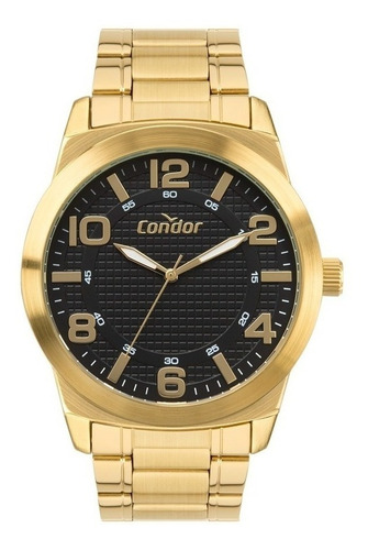 # Relógio Masculino Dourado Fundo Preto + Canivete Original