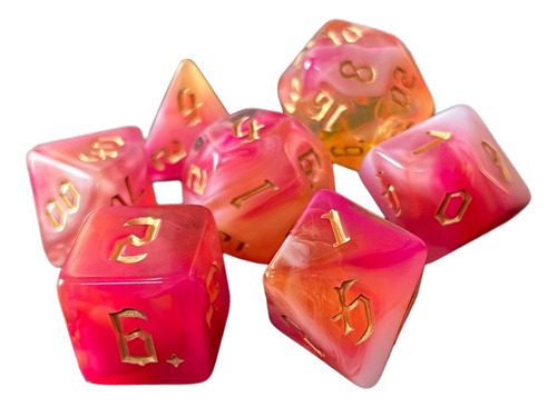 2 X 7x Dados Poliédricos De Doble Color D6 D4 D8 Rosa