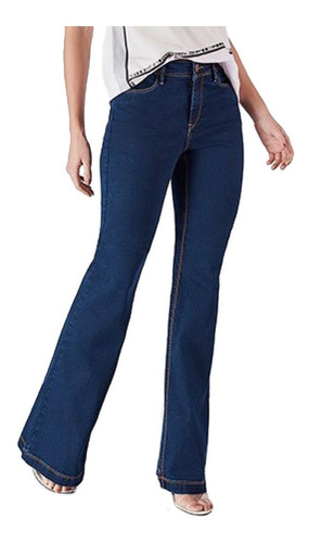 Calça Jeans Feminina Flare Cintural Alta Perna Justa 140018