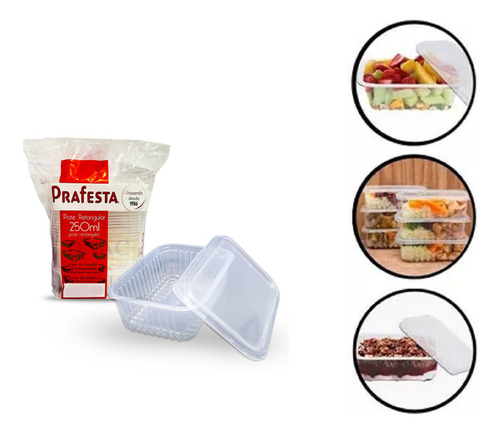 Pote Descartável 250ml Fit Microondas Freezer Marmita 144un