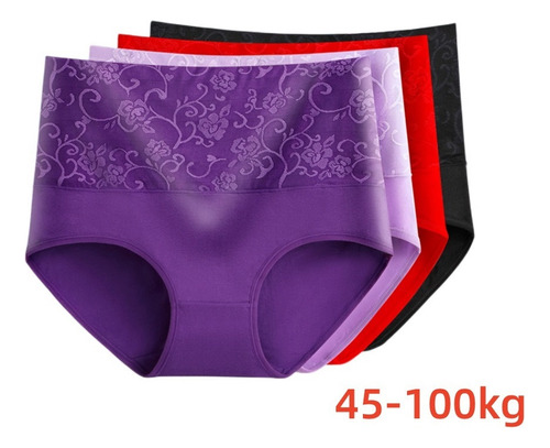 Braga De Talla Grande De Cintura Alta De 4 Pcs Para Mujer