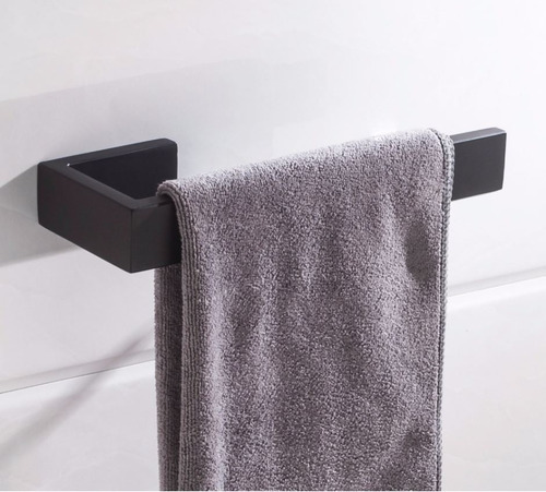 Imagem 6 de 8 de Kit Banheiro Preto Fosco Porta Tolhas Papeleira 4 Peças Inox