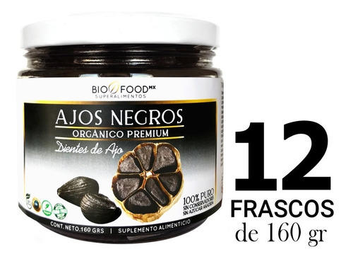 Ajo Negro Organico Premium (12 Frascos De 160g) Gourmet 