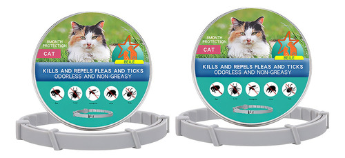 2pzas Collar Repelente De Pulgas Y Mosquitos Perros Y Gatos Color Gato