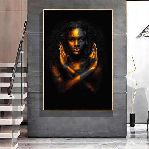 Canvas | Mega Cuadro Decorativo | Negro Dorado | 60x40