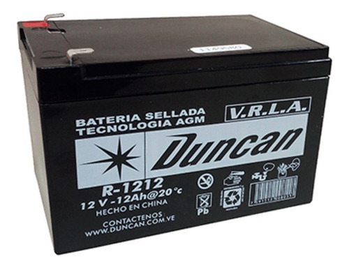 Bateria 12v 12ah Agm Duncan Ups/alarmas/inversores R1212