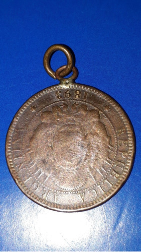 Medalla Hecha Con Moneda Argentina 2 Cent De 1893 Bronce