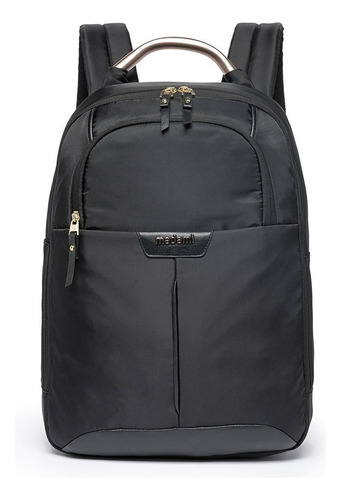 Mochila Executiva Feminina Madami Casual Reforçada Notebook Cor Preto Desenho do tecido Liso