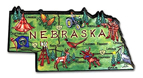 Imán Para Nevera Nebraska El Estado Cornhusker Artwood Jumbo