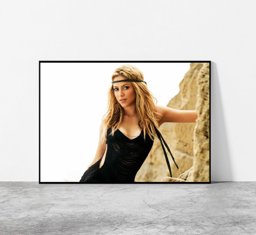 Cuadro Shakira Ilustracion Playa Marco Negro 33x48cm Fan Art
