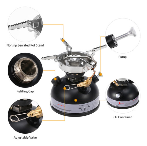Mini Fogão A Gasolina Portátil Para Acampamento Ao Ar Livre,