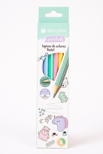 Lapices Skycolor De Colores Fluo/ Metal/ Pastel Caja X6