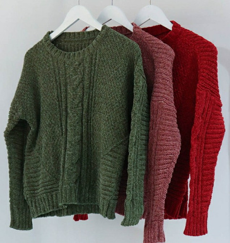 Sweater K-lipso De Chenille T:único Envió Gratis Verde Musgo
