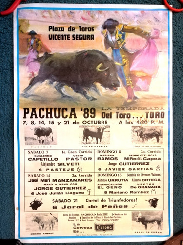 Cartel De Corrida De Toros De Pachuca 1989
