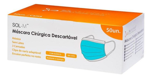 Imagem 5 de 9 de 50 Máscaras Descartáveis Tripla Camada Com Clipe Nasal