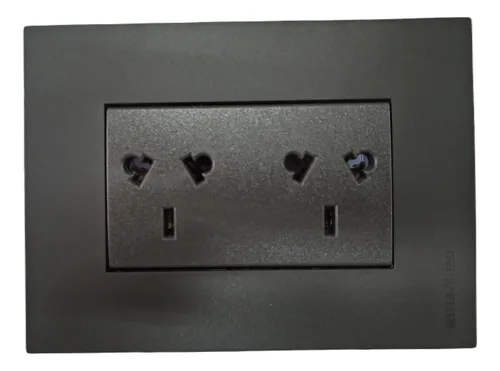 Llave De Luz Toma Modulo Doble Teclastar Minimal Gris Cto
