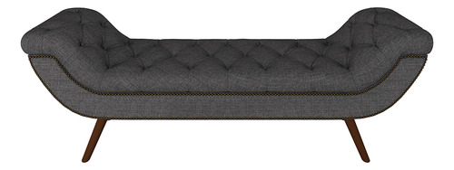 Puff Recamier Com Tachas 195cm Santorini Linho Cinza Escuro