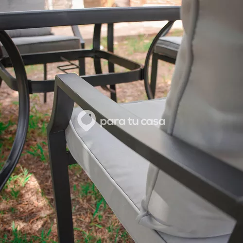 Juego De Jardin Sillas Sillones Mesa 5 Piezas Gris