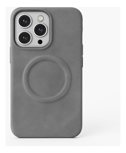 Funda Iphone 16 Pro Max Cuero Premium Calidad Y Estilo Gris Oscuro Lisa