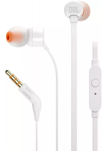 Fone De Ouvido Jbl T110 In Ear Intra Auricular Branco