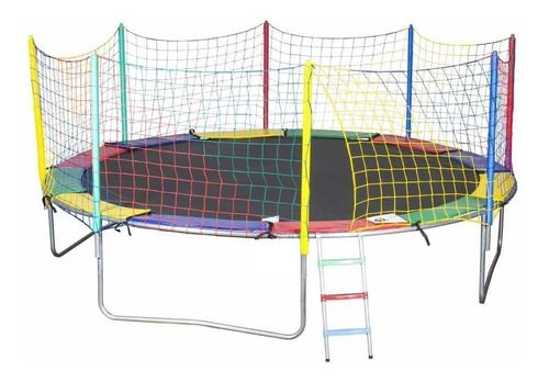 Cama Elástica Pula Pula 4,27m Lona Preta S/ Emenda Papibrink Cor da proteção de molas Colorida