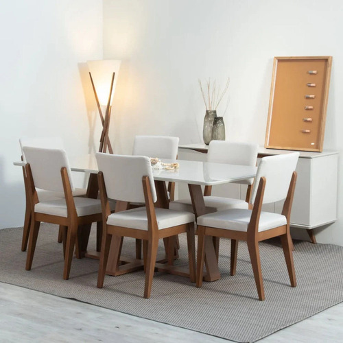 Mesa De Jantar 160cm Retangular Com Vidro Avena Gewt