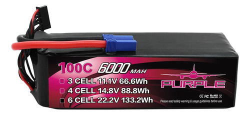 Cnhl 6s Lipo Bateria 6000mah 100c 22.2v Con Ec5 Conector Par